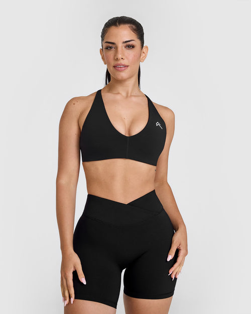 Oner Modal Unified Micro Bralette White Logo | Black