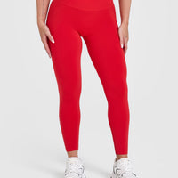 EffortlessLift™ Seamless Leggings with White Logo | Muscle Mommy Red