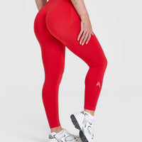 EffortlessLift™ Seamless Leggings with White Logo | Muscle Mommy Red