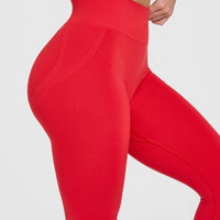 EffortlessLift™ Seamless Leggings with White Logo | Muscle Mommy Red