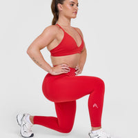 EffortlessLift™ Seamless Leggings with White Logo | Muscle Mommy Red
