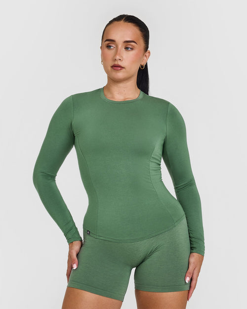 Long Sleeve Workout Shirt Women's - Forest Green | Oner