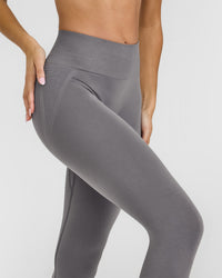 EffortlessLift™ Seamless Leggings with White Logo | Ash Gray