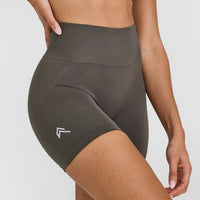EffortlessLift™ Seamless Shorts with White Logo | Deep Taupe