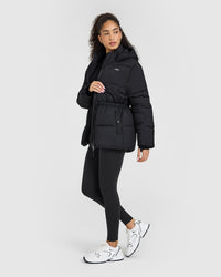 Mid Length Puffer Jacket | Black