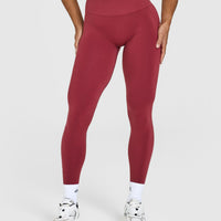 EffortlessLift™ Seamless Leggings with White Logo | Burnt Cherry