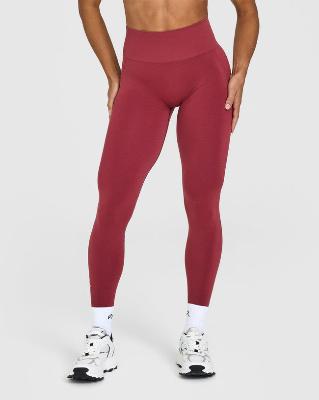 EffortlessLift™ Seamless Leggings with White Logo | Burnt Cherry