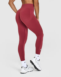 EffortlessLift™ Seamless Leggings with White Logo | Burnt Cherry