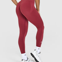 EffortlessLift™ Seamless Leggings with White Logo | Burnt Cherry