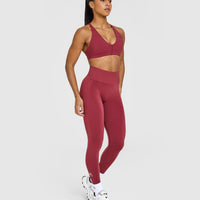 EffortlessLift™ Seamless Leggings with White Logo | Burnt Cherry