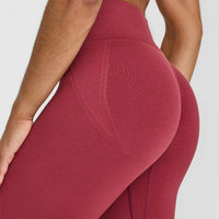 EffortlessLift™ Seamless Leggings with White Logo | Burnt Cherry