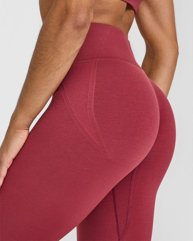 EffortlessLift™ Seamless Leggings with White Logo | Burnt Cherry