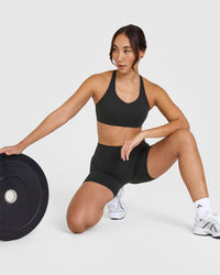 SoftMotion™ Shorts 6" with White Logo | Soft Black