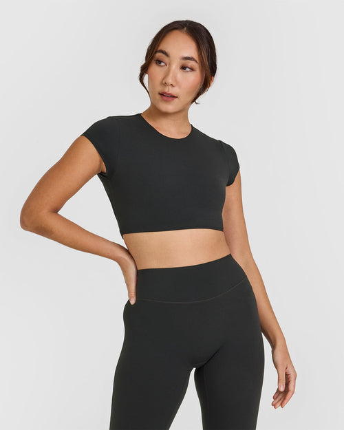 Oner Modal SoftMotion™ Short Sleeve Crop Top | Soft Black