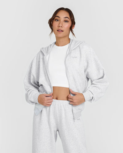 Light grey zip up hoodie womens on sale