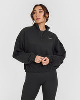 Mid Weight 1/4 Zip Sweatshirt | Soft Black