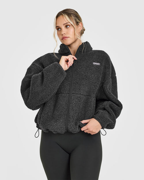 Oner Modal Zip Through Fleece Jacket | Washed Grey