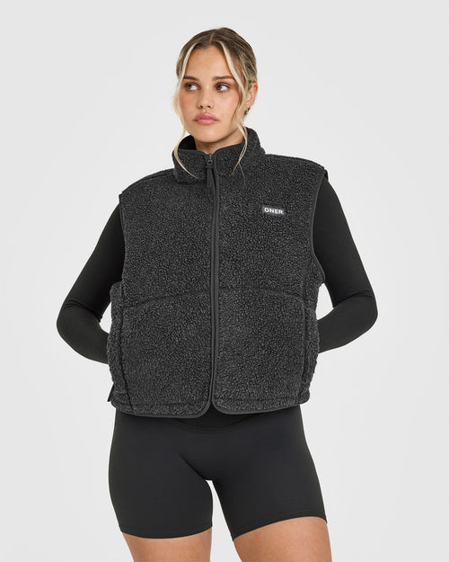 Oner Modal Zip Through Fleece Gilet | Washed Grey