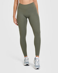 SoftMotion™ Leggings with White Logo | Alpine Green