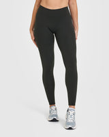 SoftMotion™ Leggings with White Logo | Soft Black