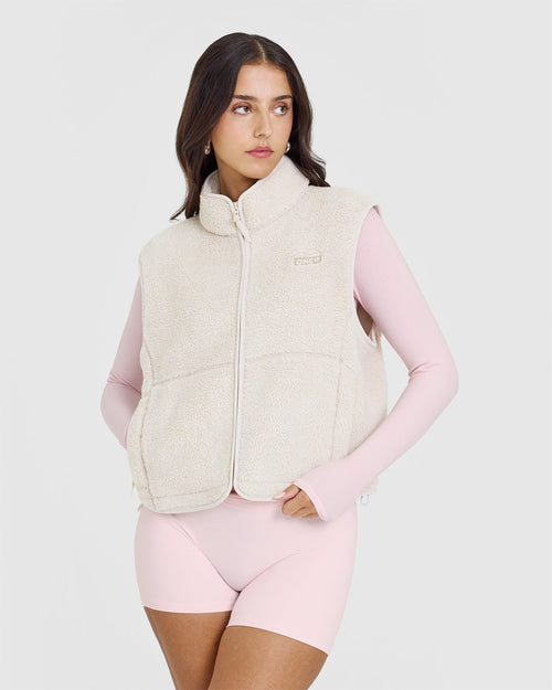 Oner Modal Zip Through Fleece Gilet | Sand