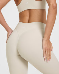 SoftMotion™ Leggings with White Logo | Sand