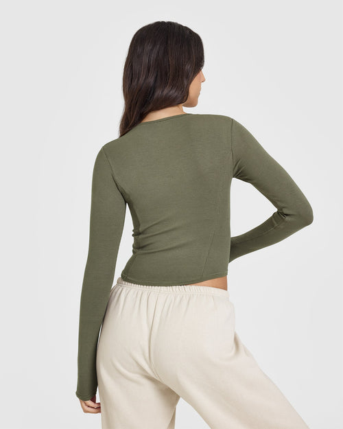 Mellow™ Rib Mid Long Sleeve Top | Alpine Green