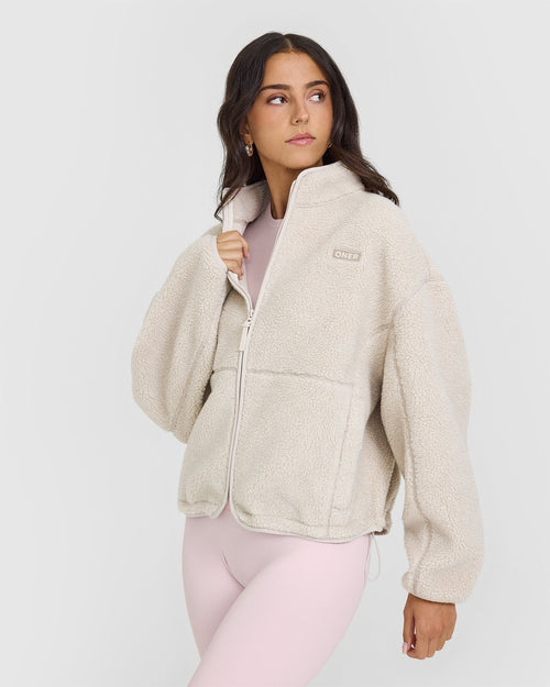 Oner Modal Zip Through Fleece Jacket | Sand