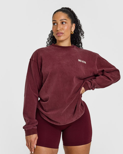 【即納！最大半額！】 Top Sleeve Long Oversized Washed US Active Oner | Rosewood - トップス