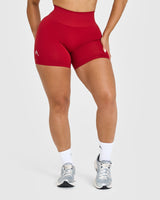 Effortless Seamless Shorts with White Logo | Toasted Red