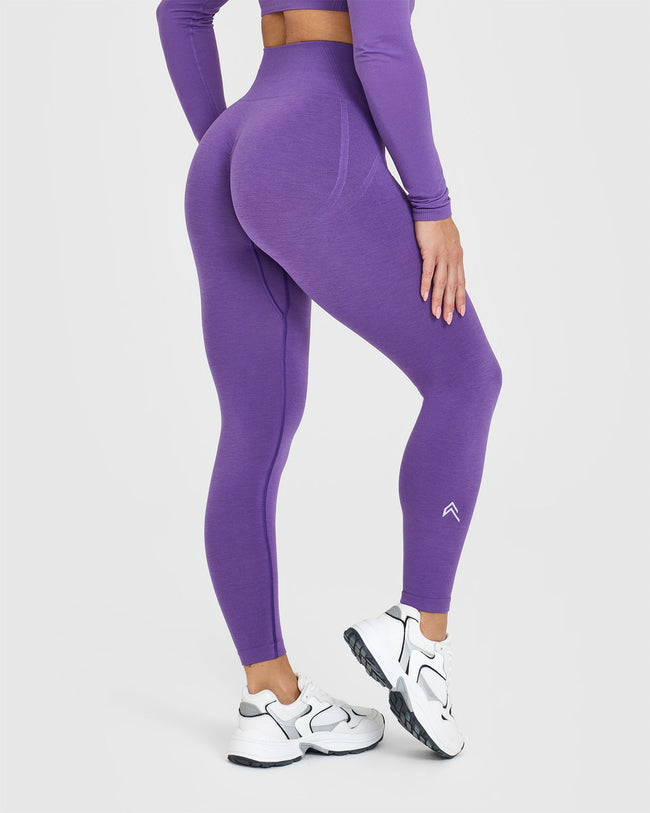 EffortlessLift™ Seamless Leggings with White Logo | Iris Purple