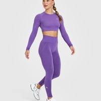 EffortlessLift™ Seamless Leggings with White Logo | Iris Purple