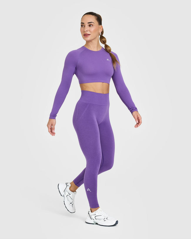 EffortlessLift™ Seamless Leggings with White Logo | Iris Purple
