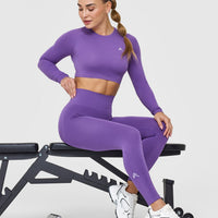 EffortlessLift™ Seamless Leggings with White Logo | Iris Purple
