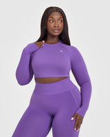 Go To Seamless Fitted Crop Long Sleeve Top | Iris Purple