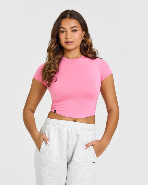 Oner Modal Mellow™ Soft Mid Short Sleeve T-Shirt | Peony Pink