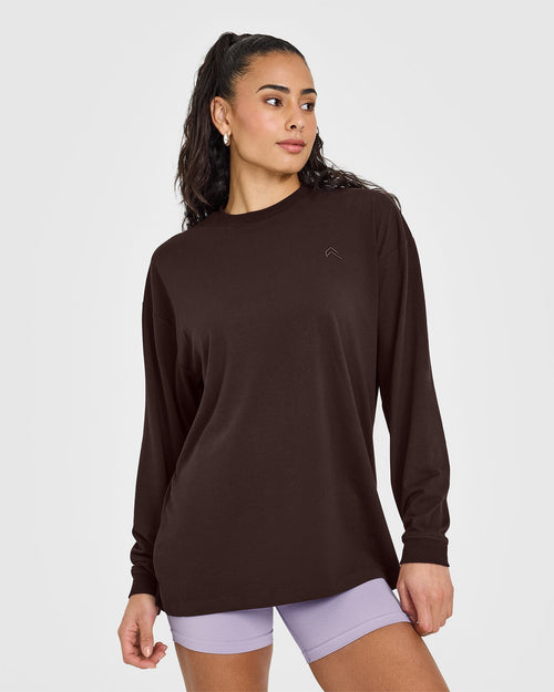 Oner Modal Classic Oversized Lightweight Long Sleeve Top | 70% Cocoa