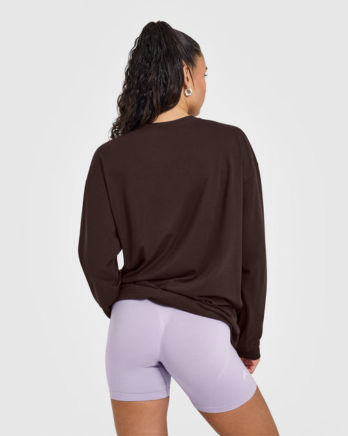 Classic Oversized Lightweight Long Sleeve Top | 70% Cocoa