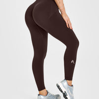EffortlessLift™ Seamless Leggings with White Logo | 70% Cocoa