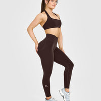 EffortlessLift™ Seamless Leggings with White Logo | 70% Cocoa