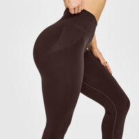 EffortlessLift™ Seamless Leggings with White Logo | 70% Cocoa