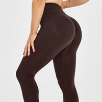 EffortlessLift™ Seamless Leggings with White Logo | 70% Cocoa