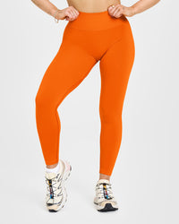EffortlessLift™ Seamless Leggings with White Logo | Flame Orange