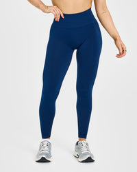 EffortlessLift™ Seamless Leggings with White Logo | Midnight
