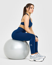 EffortlessLift™ Seamless Leggings with White Logo | Midnight