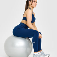 EffortlessLift™ Seamless Leggings with White Logo | Midnight