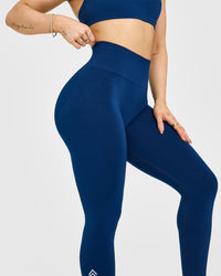 EffortlessLift™ Seamless Leggings with White Logo | Midnight