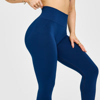 EffortlessLift™ Seamless Leggings with White Logo | Midnight