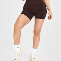 EffortlessLift™ Seamless Shorts with White Logo | 70% Cocoa