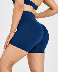 EffortlessLift™ Seamless Shorts with White Logo | Midnight